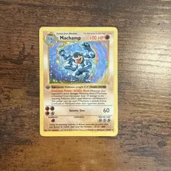 1999 1st Edition Machamp Pokemon TCG Base Set Holo Rare Card 8/102 Shadowless - Image 1