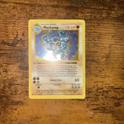 1999 1st Edition Machamp Pokemon TCG Base Set Holo Rare Card 8/102 Shadowless - Image 2