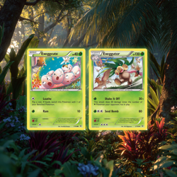 🌿 Exeggcute & Exeggutor Connected Art | Grass Pokemon Cards NM | Evolution Pair - Image 1