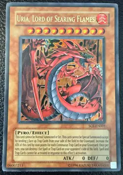 YUGIOH URIA LORD OF SEARING FLAMES ULTRA RARE UNLIMITED SOI-EN001 NM - Image 1