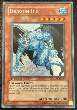 YUGIOH DRAGON ICE SECRET RARE 1ST EDITION GLAS-EN084 NM+/MINT - Image 1