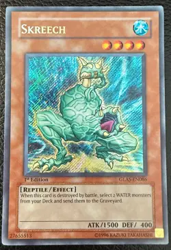 YUGIOH SKREECH SECRET RARE 1ST EDITION GLAS-EN086 NM+ - Image 1