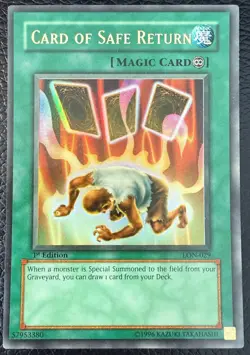 YUGIOH CARD OF SAFE RETURN ULTRA RARE 1ST EDITION LON-029 NM+/MINT - Image 1