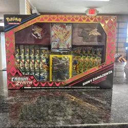 Pokemon TCG Crown Zenith Premium Figure Collection Box 11 Packs Shiny Zamazenta - Image 1