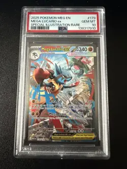 Pokemon 2025 Mega Lucario ex 179/132 SIR Mega Evolution GEM MINT PSA 10 - Image 1