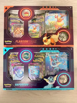 Pokemon TCG Flareon Vaporeon Vmax Premium Collection Boxes Sealed LOT - Image 1