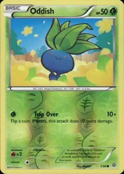 ODDISH 1/98 ANCIENT ORIGINS COMMON REVERSE HOLO POKEMON MAHOU - Image 1