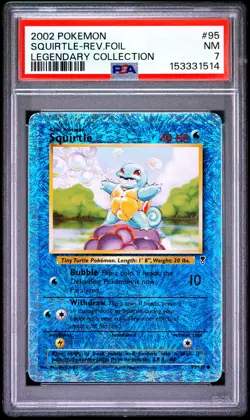 2002 POKEMON LEGENDARY COLLECTION #95 SQUIRTLE-REVERSE FOIL PSA 7 - Image 1