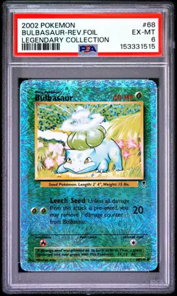 2002 POKEMON LEGENDARY COLLECTION #68 BULBASAUR-REVERSE FOIL PSA 6 - Image 1