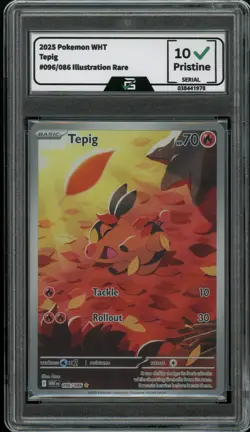 2025 Pokemon Tepig Illustration Rare 096/086 WHT Graded 10 Gem Mint - Image 1