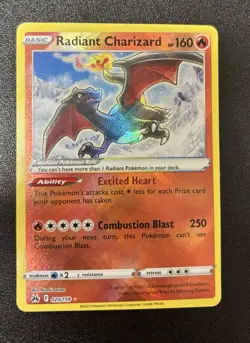 Pokemon TCG Radiant Charizard 020/159 Crown Zenith Holo Rare Card NM Condition - Image 1