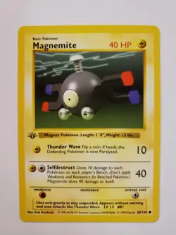 1st Edition Shadowless Magnemite 53/102 Pokemon Base Set Card | LP - Image 1