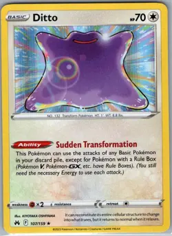 Ditto 107/159 Holo Crown Zenith - Pokemon Card - NM - Image 1