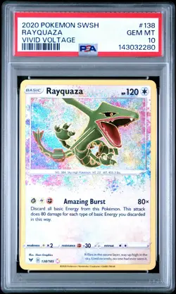 2020 POKEMON SWORD & SHIELD VIVID VOLTAGE #138 RAYQUAZA PSA 10 - Image 1