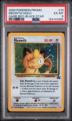 2000 Pokemon Meowth Holo Black Star Promo Game Boy #10 PSA 6 - Image 1