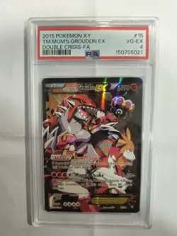 2015 POKEMON XY DOUBLE CRISIS #15 FULL ART/TEAM MAGMA'S GROUDON EX PSA 4 - Image 1