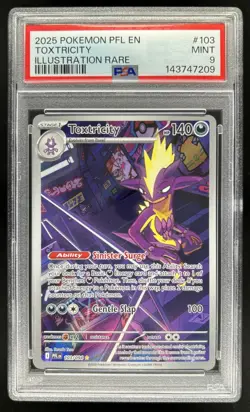 2025 Pokemon Phantasmal Flames Toxtricity Illustration Rare #103/094 PSA 9 - Image 1