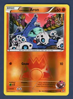 Team Magma's Aron 12/34 Common Double Crisis Pokemon Reverse Holo Near Mint - Image 1