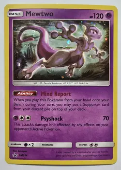 Pokemon TCG Mewtwo Cosmos Holo Promo SM214 Black Star Promo LP English - Image 1