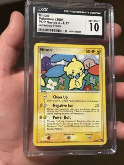 CGC 10 Minun 004/017 POP Series 3 Cosmos Holo Rare English Pokemon TCG - Image 1