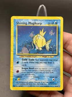 Pokemon TCG Shining Magikarp 66/64 Neo Revelation Holo Rare DAMAGED VINTAGE WOTC - Image 1