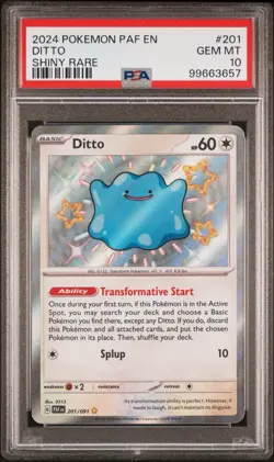 2024 POKEMON PAF EN-PALDEAN FATES SHINY RARE #201 DITTO PSA 10 - Image 1