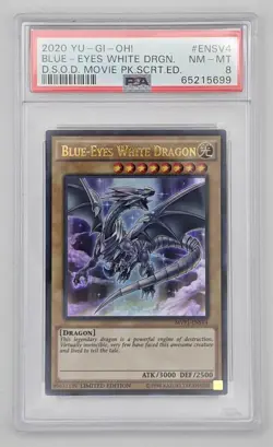 2020 Yu-Gi-Oh! DSOD Movie Pack Blue-Eyes White Dragon MVP1-ENSV4 PSA 8 - Image 1