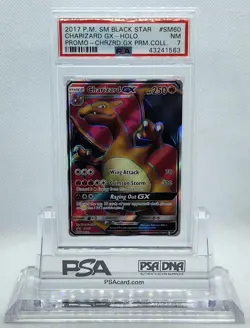 POKEMON BLACK STAR PROMO CHARIZARD GX SM60 FULL ART HOLO PSA 7 NM #43241563 - Image 2