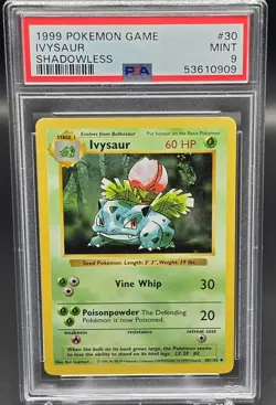 1999 Pokemon Base Set Shadowless Ivysaur #30/102 PSA 9 Mint - Image 1