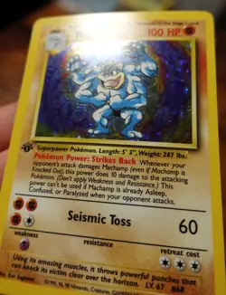Machamp 8/102 1st Edition Unlimited Base Set Holo Rare Pokemon Card Crease PL - Image 3