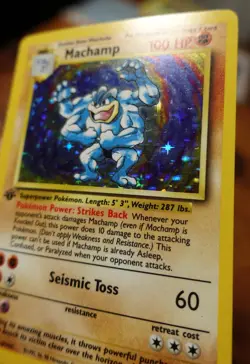Machamp 8/102 1st Edition Unlimited Base Set Holo Rare Pokemon Card Crease PL - Image 4
