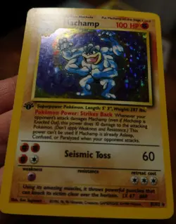 Machamp 8/102 1st Edition Unlimited Base Set Holo Rare Pokemon Card Crease PL - Image 5