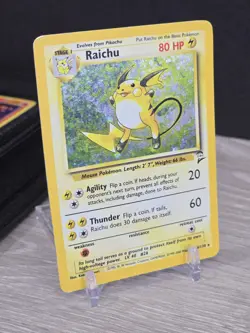 Pokemon Card TCG Raichu 16/130 Base Set 2 Holo Rare WOTC 1999 Swirl Vintage - Image 1