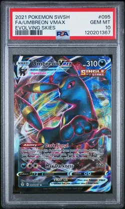 PSA 10 GEM MINT Umbreon VMAX 095/203 Evolving Skies Pokemon Card - Image 1