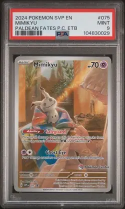 Pokemon TCG Mimikyu Promo 075 Pokemon Center Exclusive PSA 9 MINT - Image 1