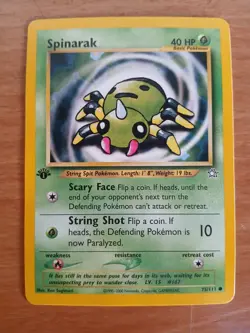 1999 Pokemon TCG WOTC Neo Genesis 1st Edition Spinarak 75/111 Near Mint Vintage! - Image 1