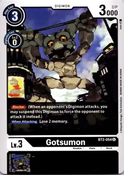 Gotsumon BT2-054 Black Uncommon Rookie Digimon CCG Card - Image 1