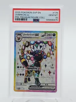 UMBREON EX 2025 POKEMON SVP EN PRE PREMIUM FIGURE COLL #176 PSA 10 Q6679 - Image 1