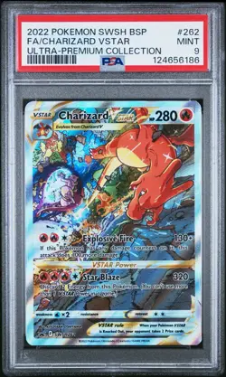 2022 POKEMON SWSH BLACK STAR PROMO #262 FULL ART/CHARIZARD VSTAR PSA 9 - Image 1
