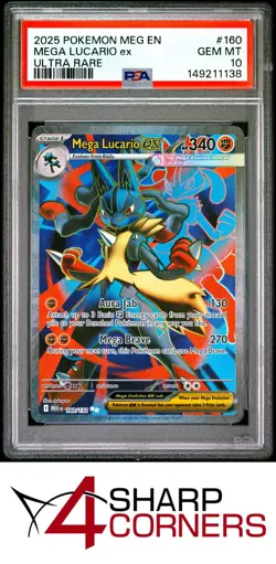2025 POKEMON MEG EN-MEGA EVOLUTION ULTRA RARE #160 MEGA LUCARIO ex PSA 10 - Image 1