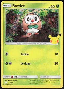Rowlet 007/025 Promo McDonald's 25th Anniversary Promos Pokemon Holo Near Mint - Image 1