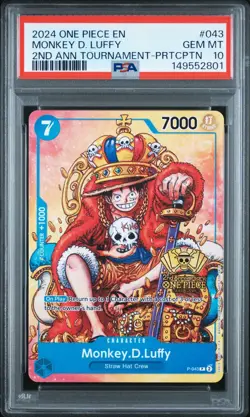 🔥 2024 One Piece Monkey D. Luffy P-043 PSA 10 2nd Anniversary Promo ⚡149552801 - Image 1