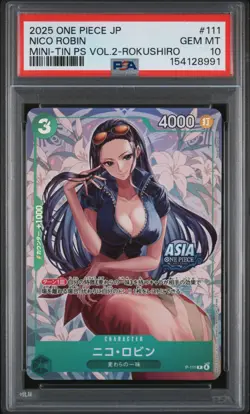 Nico Robin PSA10 2025 One Piece Japanese Mini-Tin Pack Set Vol.2-Rokushiro #111 - Image 1