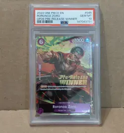 One Piece Roronoa Zoro OP06 Prerelease Winner Promo English PSA 10 Gem Mint - Image 1