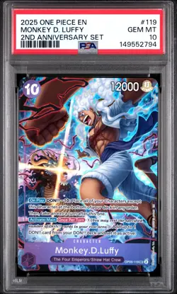 🔥 2025 One Piece Monkey D. Luffy #119 PSA 10 2nd Anniversary GEM MT ⚡149552794 - Image 1