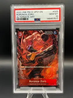 2022 ONE PIECE OP01 RORONOA ZORO ALTERNATE ART PSA 10 - Image 1
