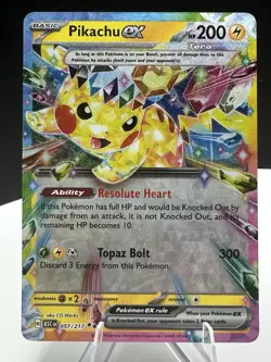 Pokemon Pikachu ex 057/217 + Pikachu 051/162 Holo Card Lot NM - Image 5