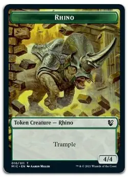 Rhino // Wolf Double-Sided Token #10 // 13 (NM) Midnight Hunt MIC Magic MTG - Image 1