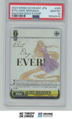 2023 Weiss Schwarz JPN Gold Stamp Beautiful Hair Rapunzel PSA 10 #005 Disney 100 - Image 1
