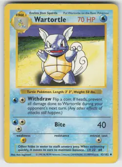 Wartortle Uncommon Base Set (Shadowless) 042/102 Pokemon - Image 1